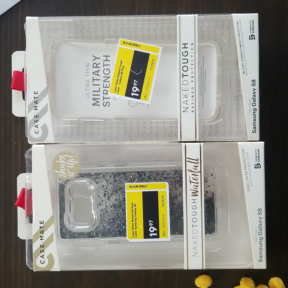 💛 Free with purchase 💛 2 Samsung Galaxy S8 Cases - black glitter and clear